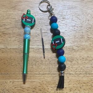 Kids Football Charm Pen and Keychain Set